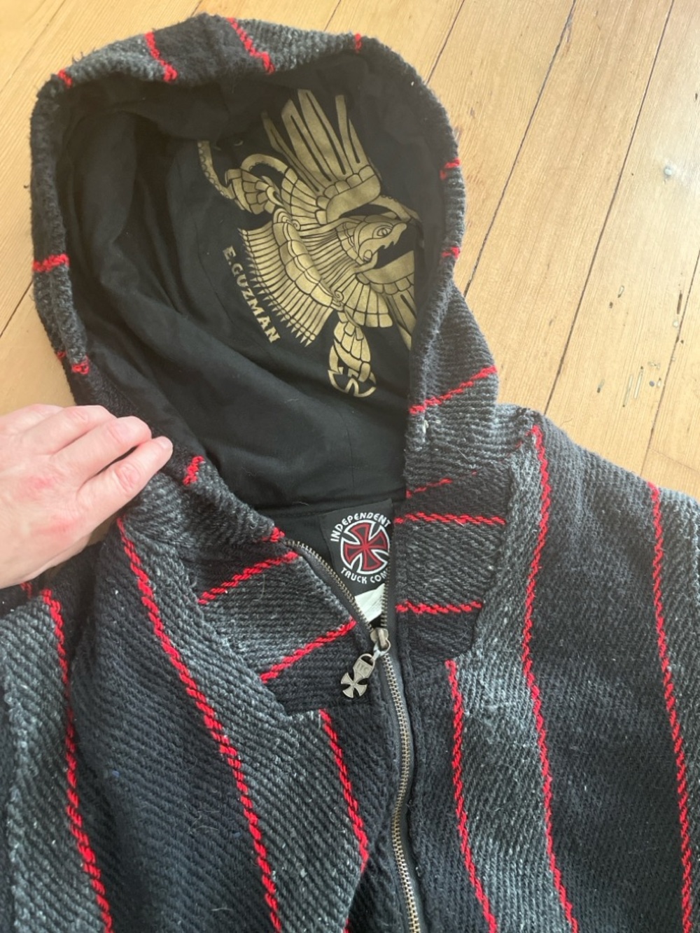 Independent Truck Company Baja Striped Hooded Zip Jacket - E. Guzman Graphic